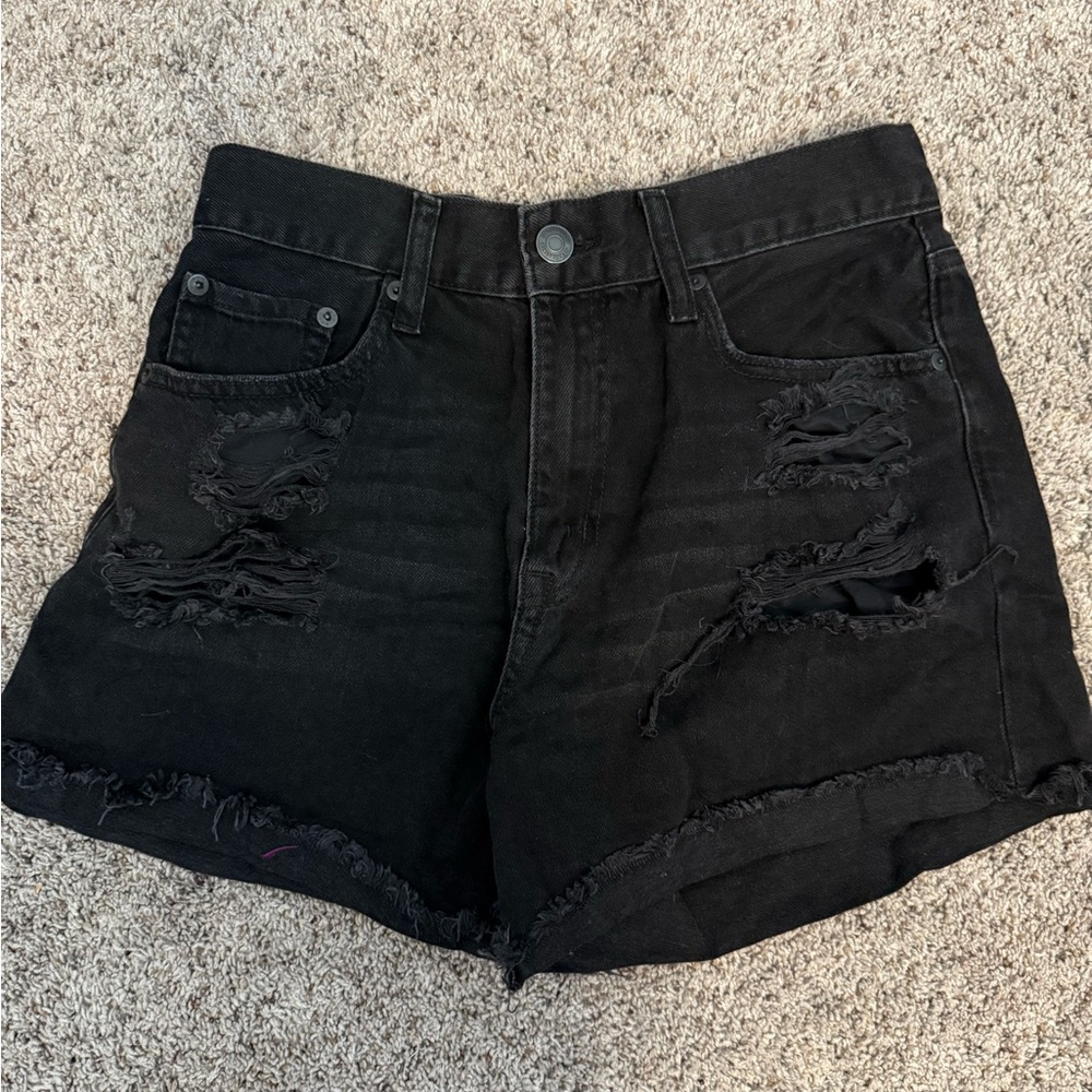 Aeropostale Black Ripped Jean Shorts